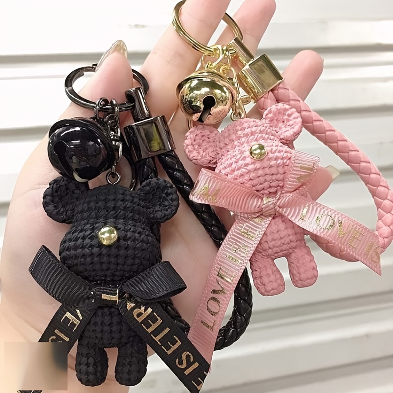 Luxury Keychain with Bear Lanyard for Bag Luggage Car Keys Chain with Bear | Designer Keychain | Stylish Leather Key Chain with Bear Cute
