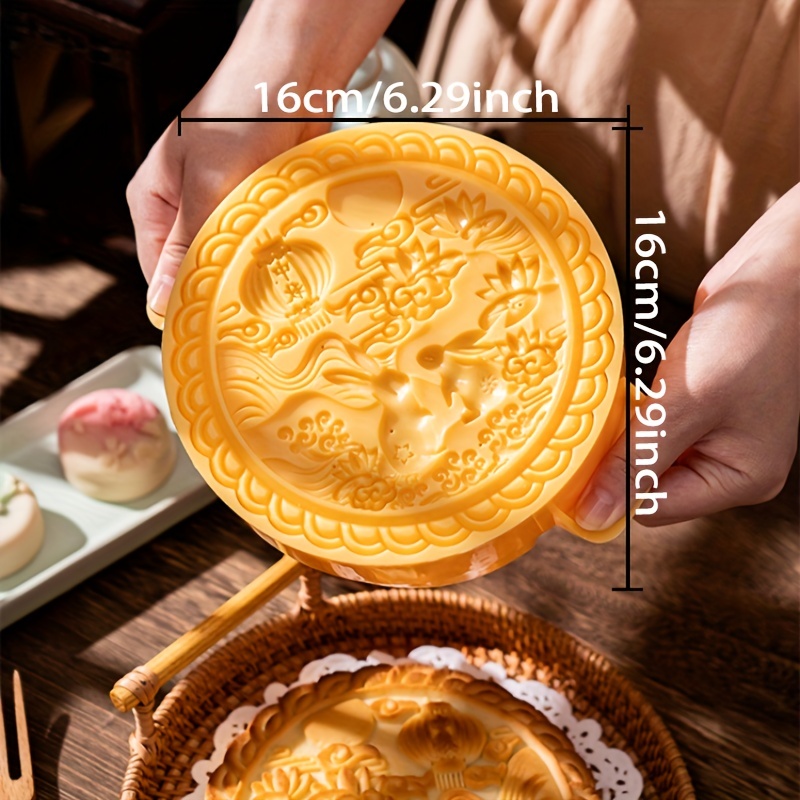 1pc moon cake mold chinese   autumn festival cookie stamp kitchen supplies moon rabbit shape 500g mooncake moulds multi purpose reusable festival cookie decorate tool 1