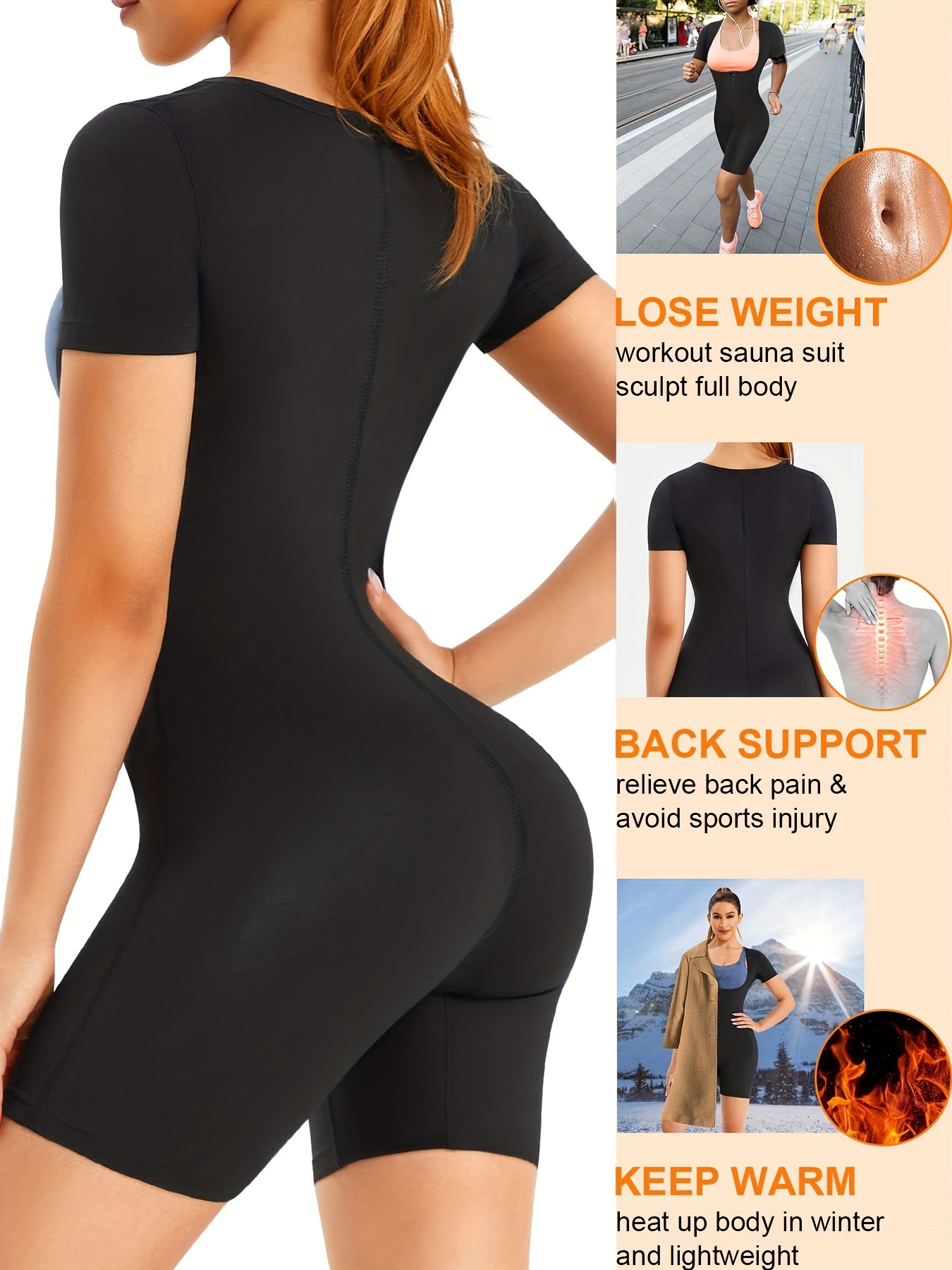 Womens Full Body Shaper Sauna Sweat Suit Gym Sports Bodysuit Fat Burning  Tummy Control Bodysuit New Excellent