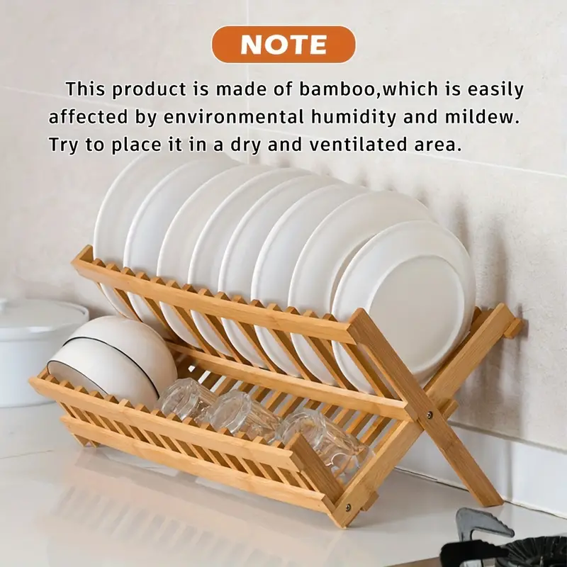 Bamboo 2-tier Dish Rack, Folding Collapsible Drainer Dish Drying Rack, 16  Compartments, Kitchen Organizer - Temu United Arab Emirates