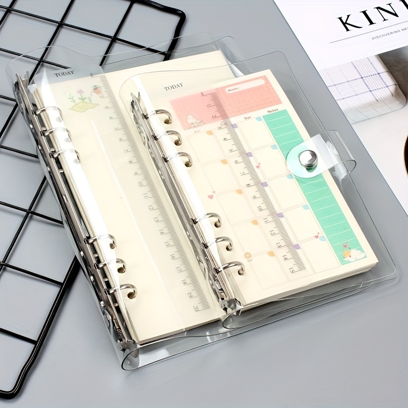 A5/a6/a7 Binder Pockets Transparent Pvc 6 hole Binder - Temu