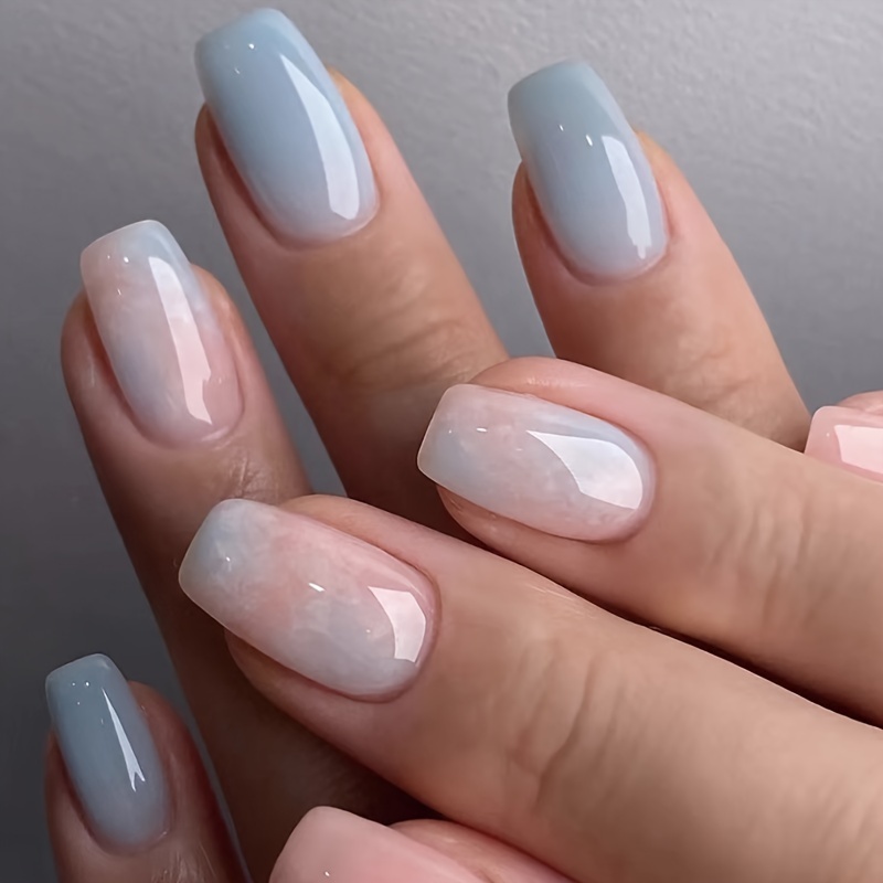 24 French Short Ballet-marbled Press Nails