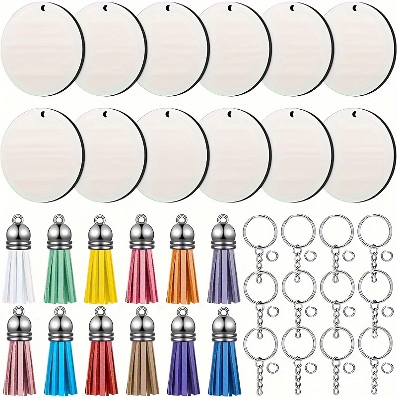 2 Inch Acrylic Keychain Blanks, 60pcs Clear Blank Acrylic Keychains for  vinyl Kit, 30 Pcs Acrylic Circle Discs Come with 30 Metal Key Chain Rings,  Perfect for DIY Monogram Keychains and Gift Tags