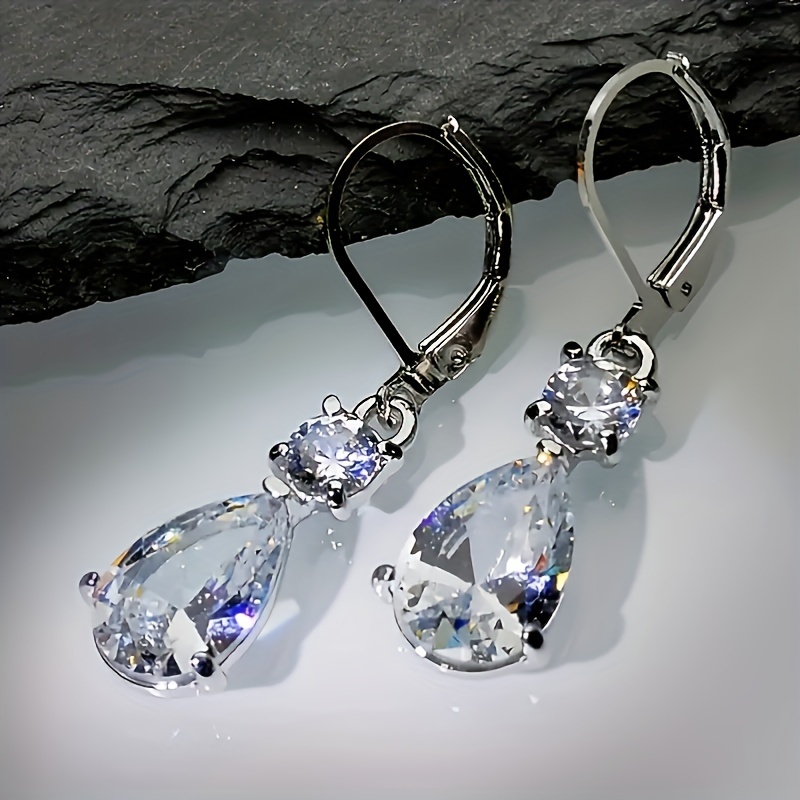 Zirconia Decor Dangle Earrings - Banquet Jewelry