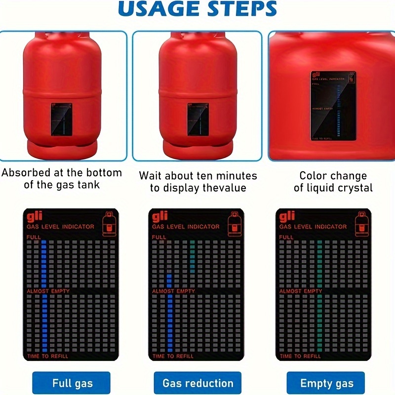 Magnetic Gas Level Indicator, Practical Propane Butane LPG Fuel Gas Bottle  Gauge Tank Level Indicator - 5 PACK 