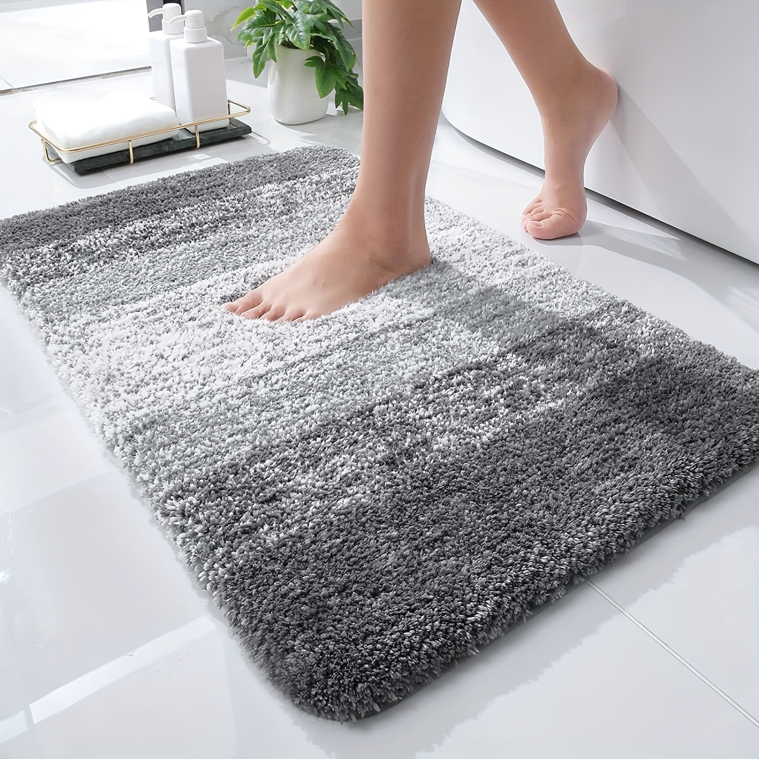 Thick Microfiber Bathroom Rug Mat Non Slip Plush Bath Blanket
