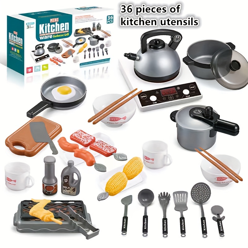 36 pcs Cuisine Enfant Jouet avec Casseroles et Poêles,Jouets