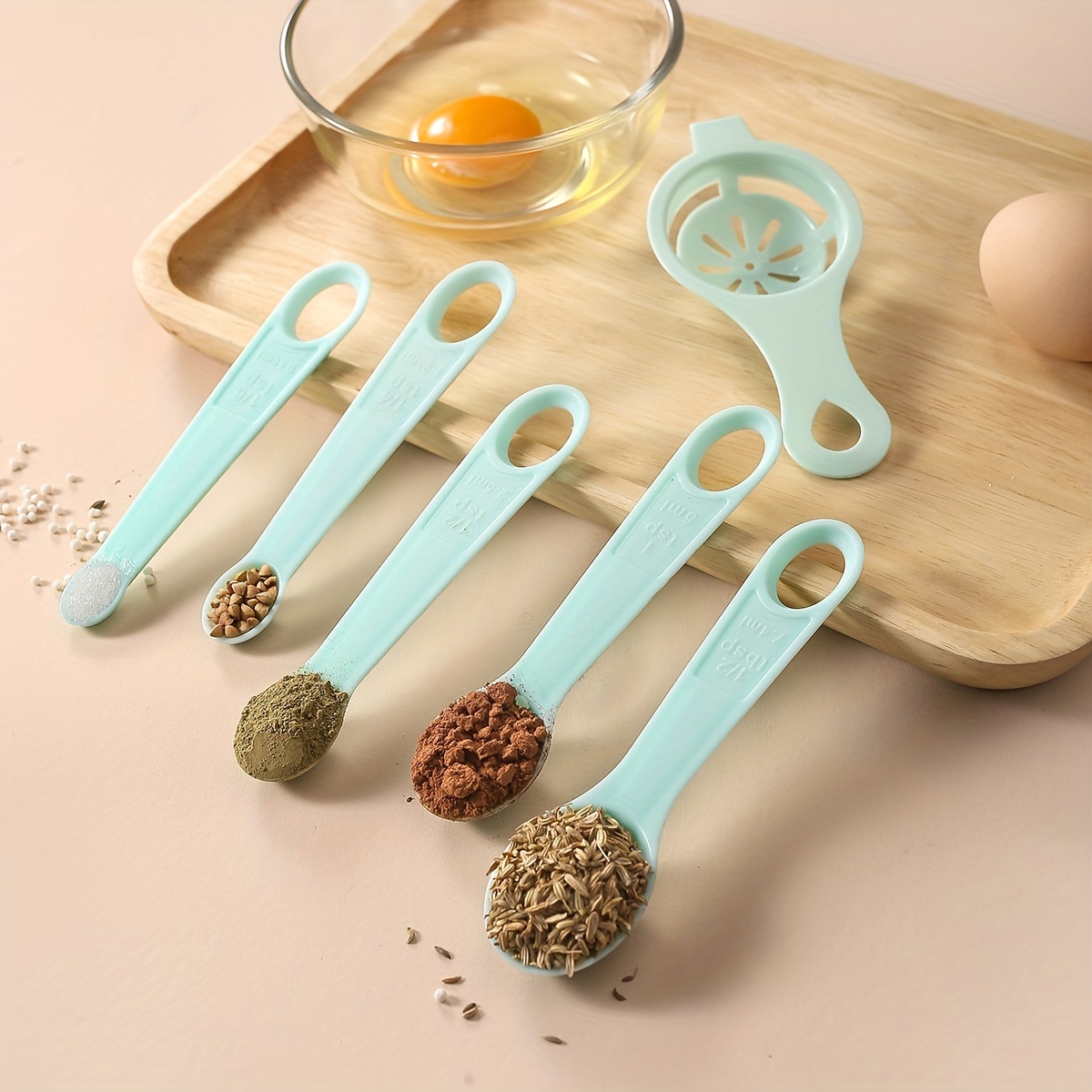 Kitchen Baking Tools Measuring Spoons Set Stackable Plastic - Temu