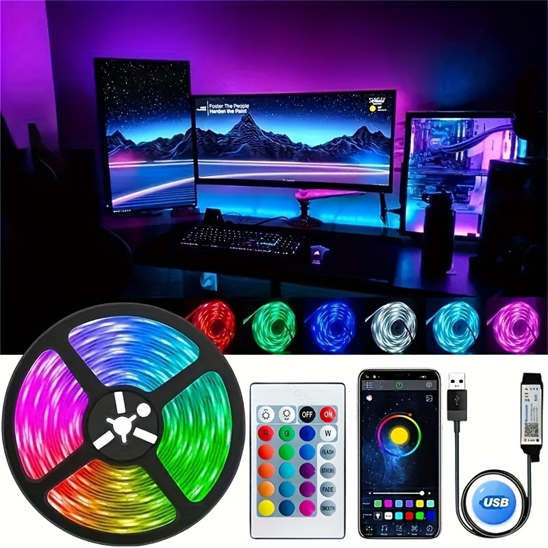  AMIR TV - Tira de luces LED para TV, 30 luces LED, para luz  posterior, conexión USB, iluminación para monitor, cambia de color,  resistentes al aire, para TV, escritorio, PC (control