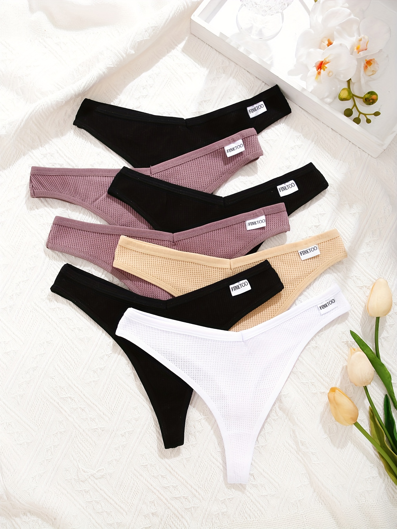 FINETOO 3Pcs/set Women Thongs Soft Cotton G-String Panties Sexy V