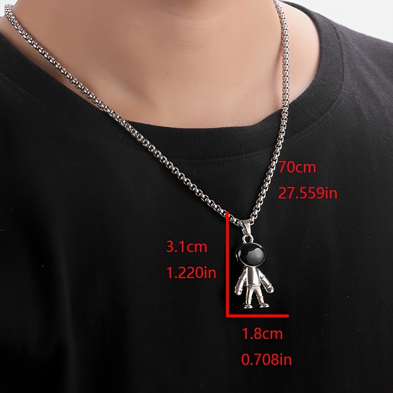 Astronaut Necklace For Men Women Stainless Steel Silver Fashion