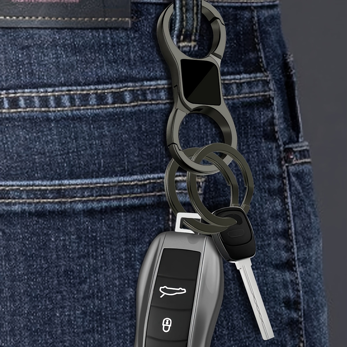 Key Chain Ring Keychain Creative Metal Keyfob Leather Car Keyring Men Gift
