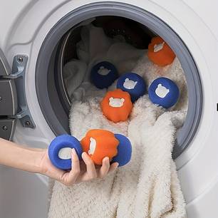 Removedor de pêlos de animais de estimação 3/6pcs usado na máquina de lavar, reutilização da bola do secador, reduz rugas, economiza tempo de secagem livre da máquina de lavar