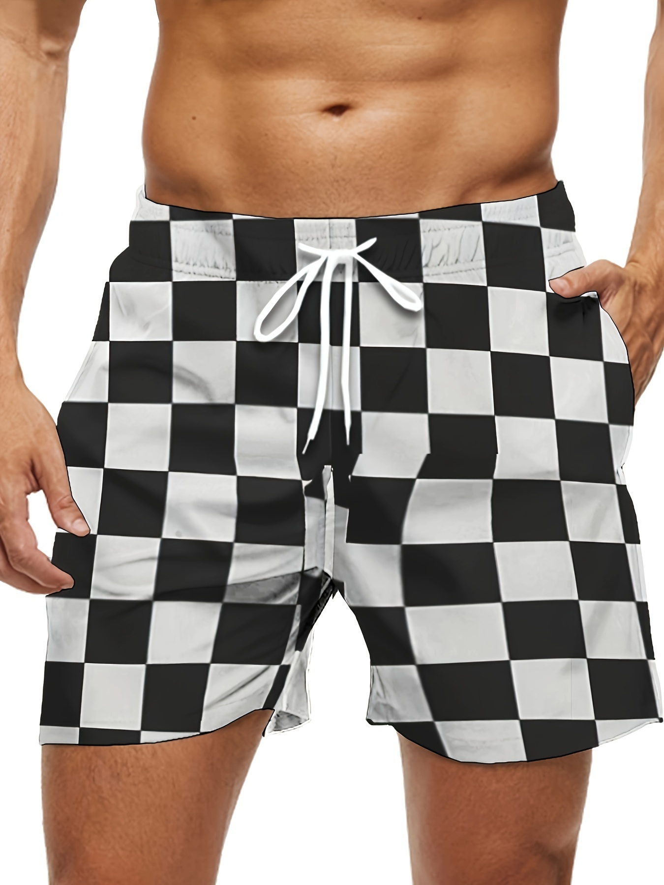 plus size mens checkered pattern graphic print shorts summer Temu