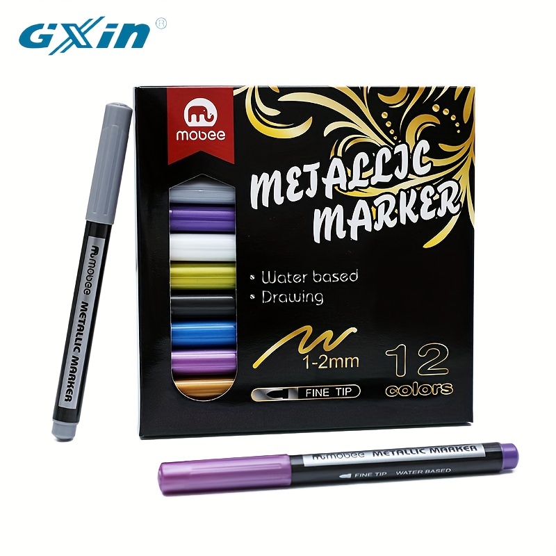 Premium Metal Marker Pens Black Paper Glass Rock Painting - Temu