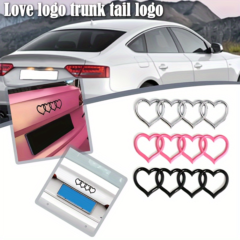 

1pc Car Decal Decoration Cute Love Sign Car Sign Modified Love 4 Ring Tail Sign Heart Sign Decoration Rear Tail Sign