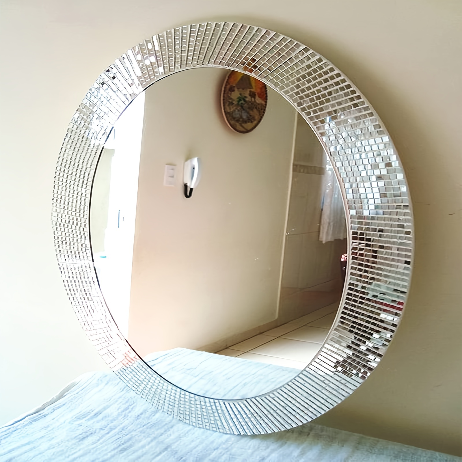 Silver Self Adhesive Glass Mosaic Sticker Mini Square Mirror Tiles Sheet  DIY