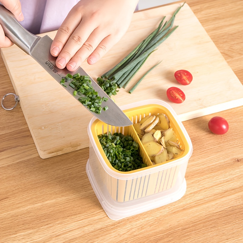 Sliced Green Onion Storage Box, Kitchen Refrigerator Sealed Drain