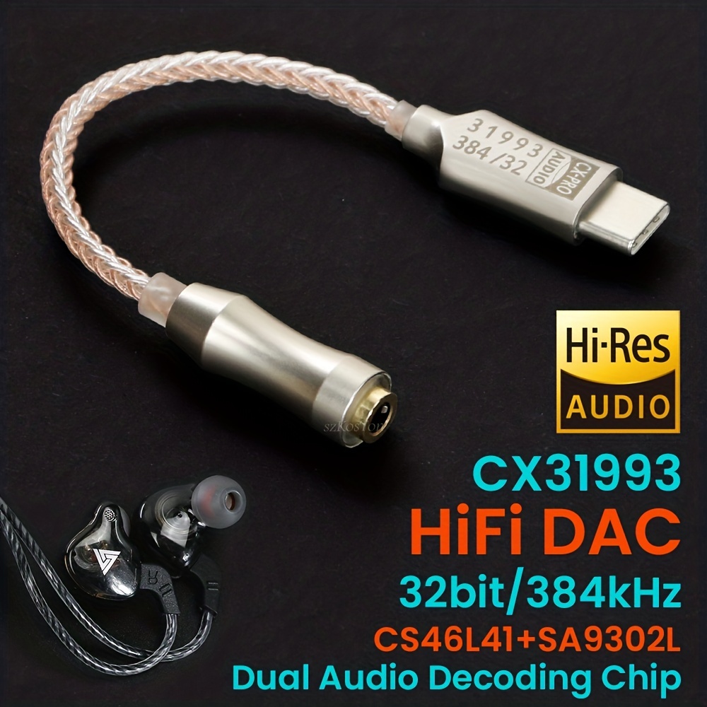 

Usb Type C To 3.5mm Audio Adapter Cx31993 Hifi Dac Headphone Amplifier Audio Interface Earphone Amplifier Snr128db 32b/384khz