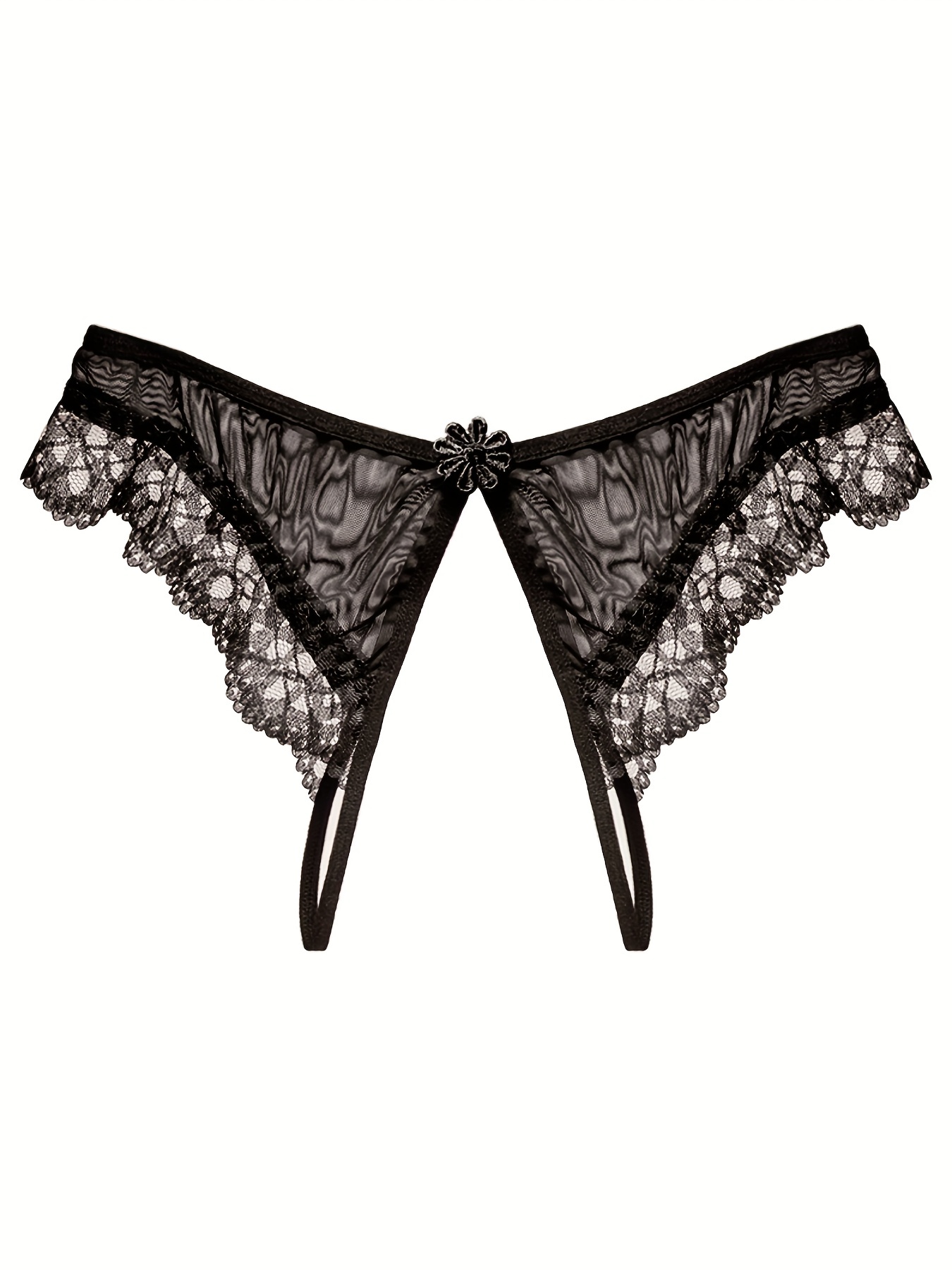Female T-Back Crotch Mesh Lace Panties, Snazzyway