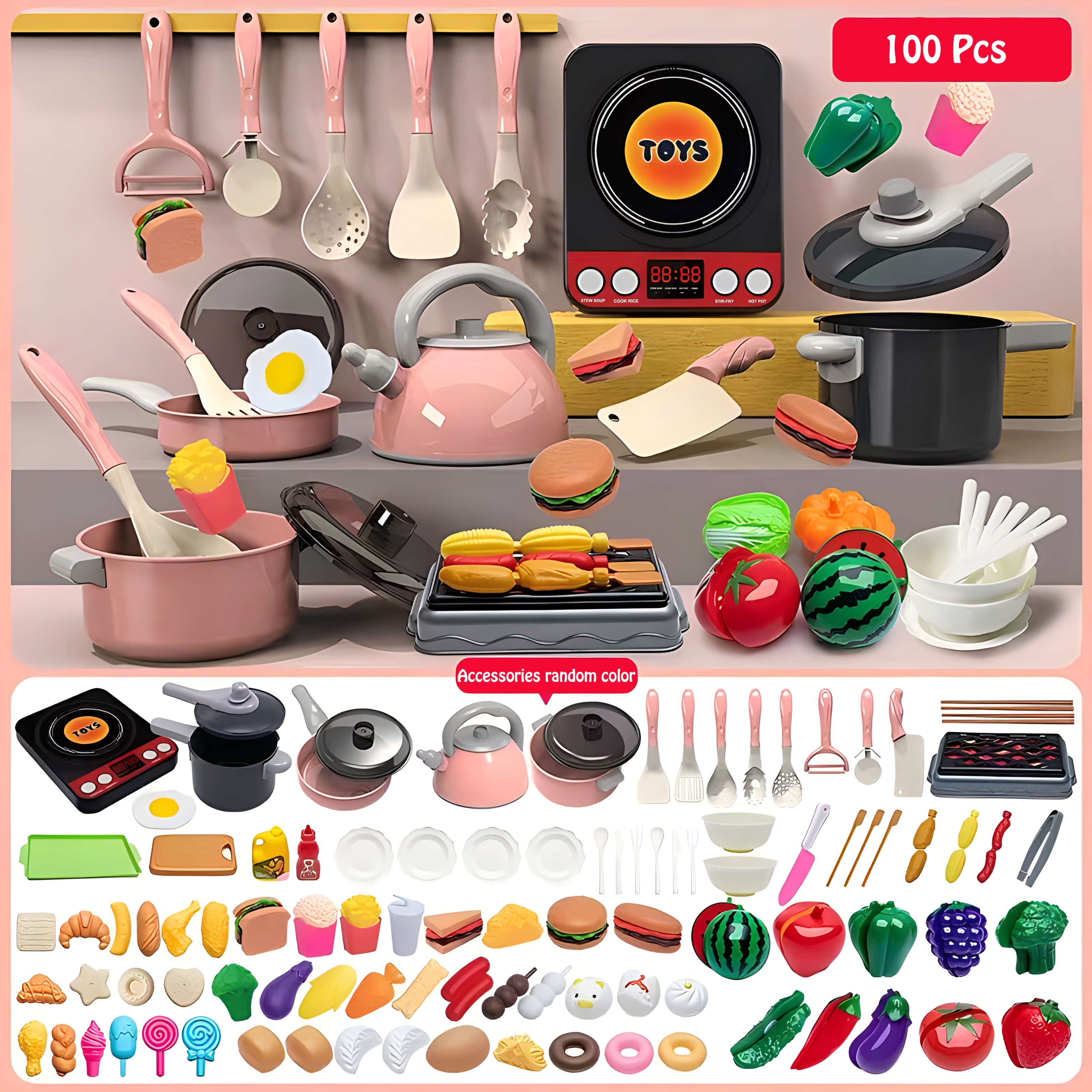 20 piezas de juguetes de cocina divertidos para cortar frutas y verduras  juego de comida para niños, juego educativo para niños juguetes de comida  de