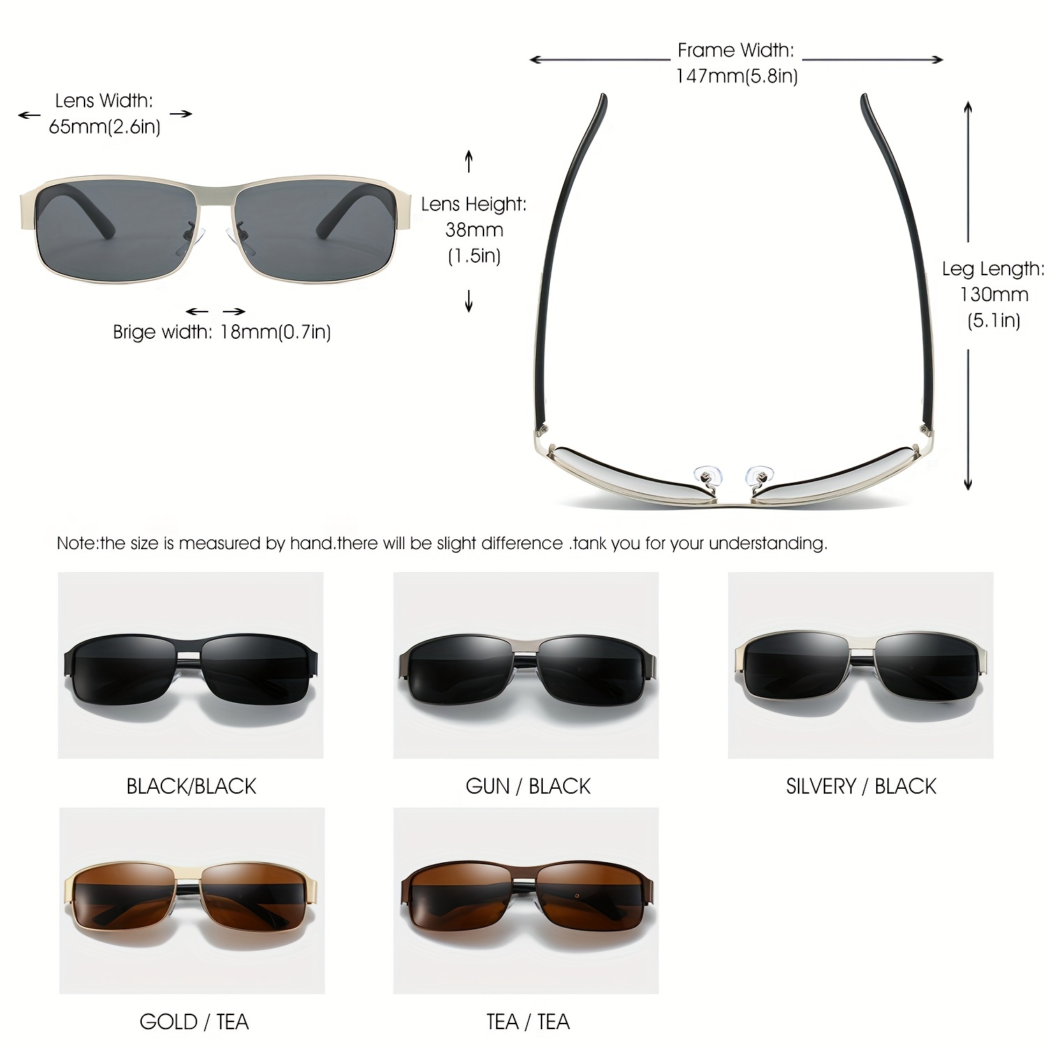 Renekton Elegant Vintage Polarized Rectangle Sunglasses For Men