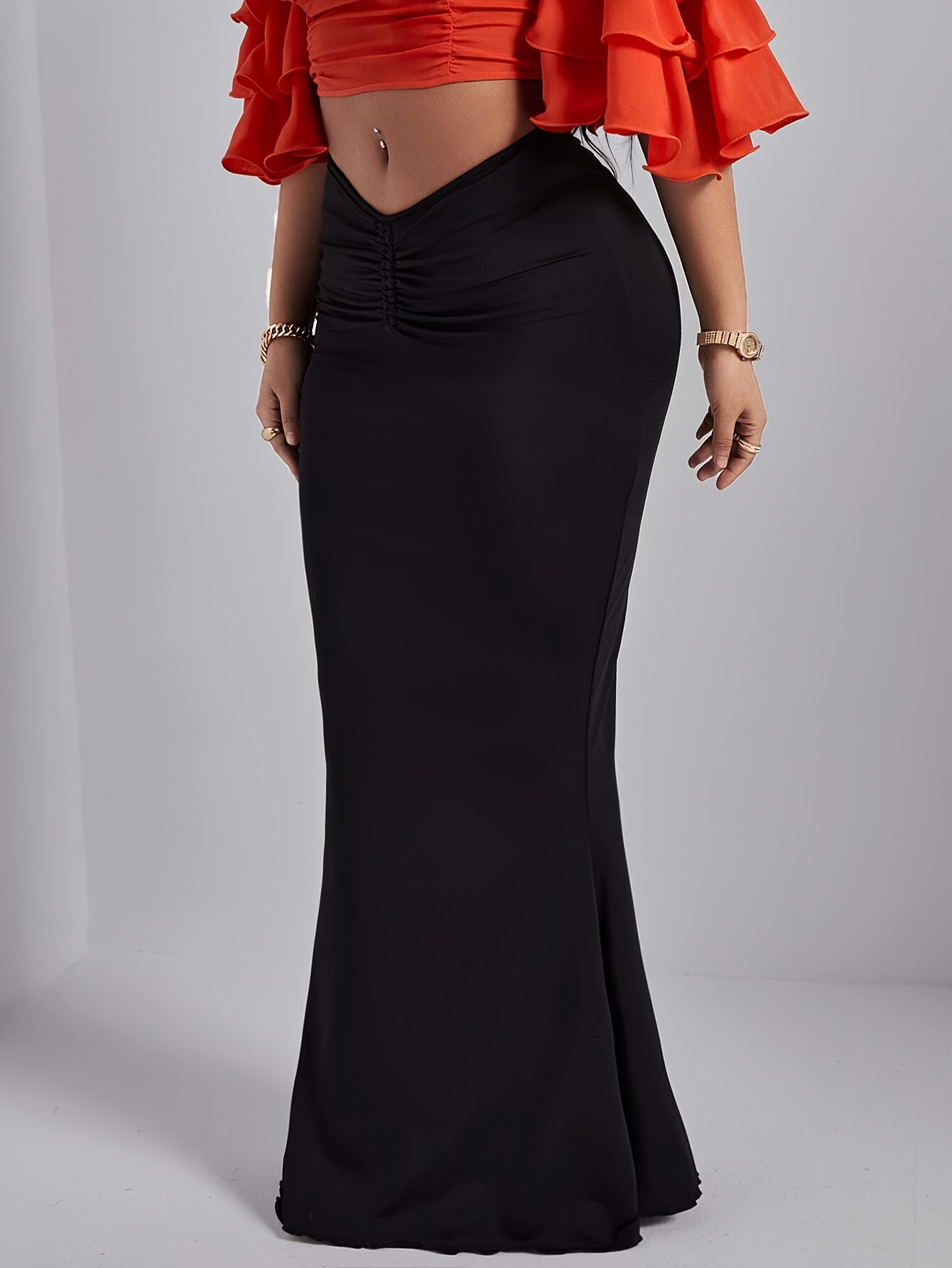 Ruched formal clearance skirt