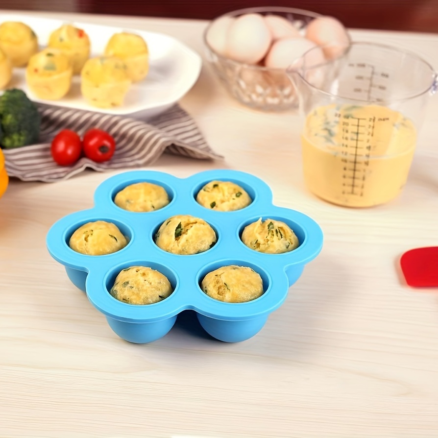 Silicone 7 Holes Egg Bites Molds Reusable Baby Food Storage