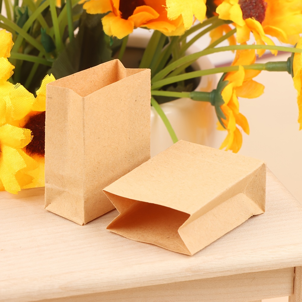 Miniature Shopping Bags - Tiny Dollhouse 1:12 Scale Kraft Paper Gift Bags,  6 Pcs.
