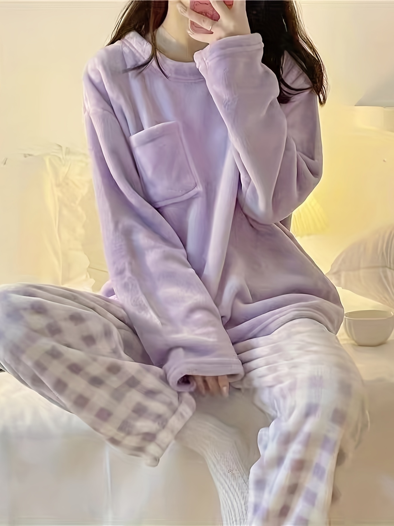 Conjunto Pijama Suave Cálido Cómoda Camiseta Pijama Manga - Temu Chile
