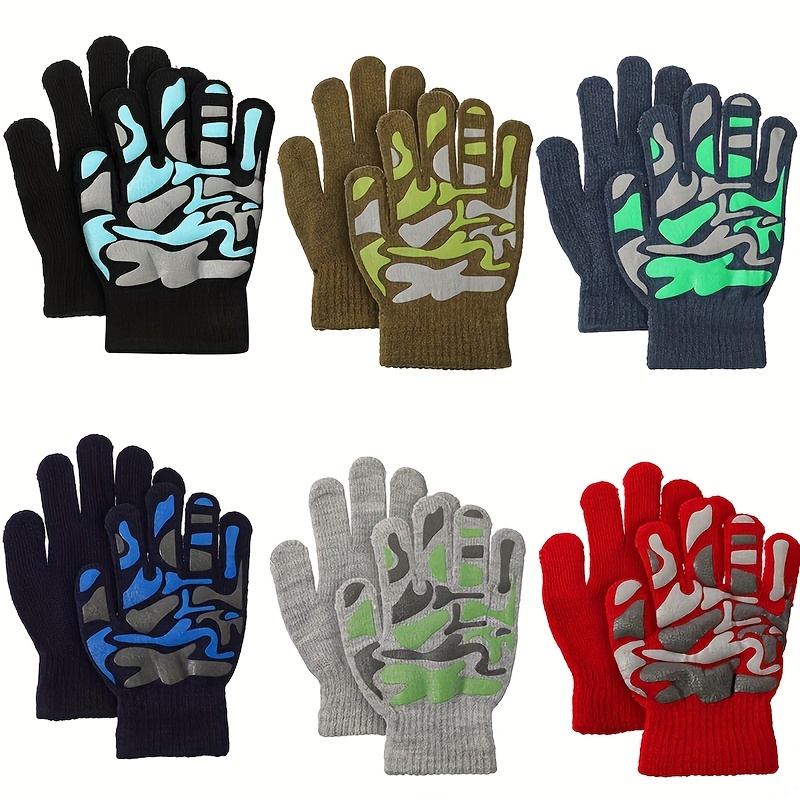 Stretch Winter Gloves Camo Full Finger Gloves Boys Girls - Temu