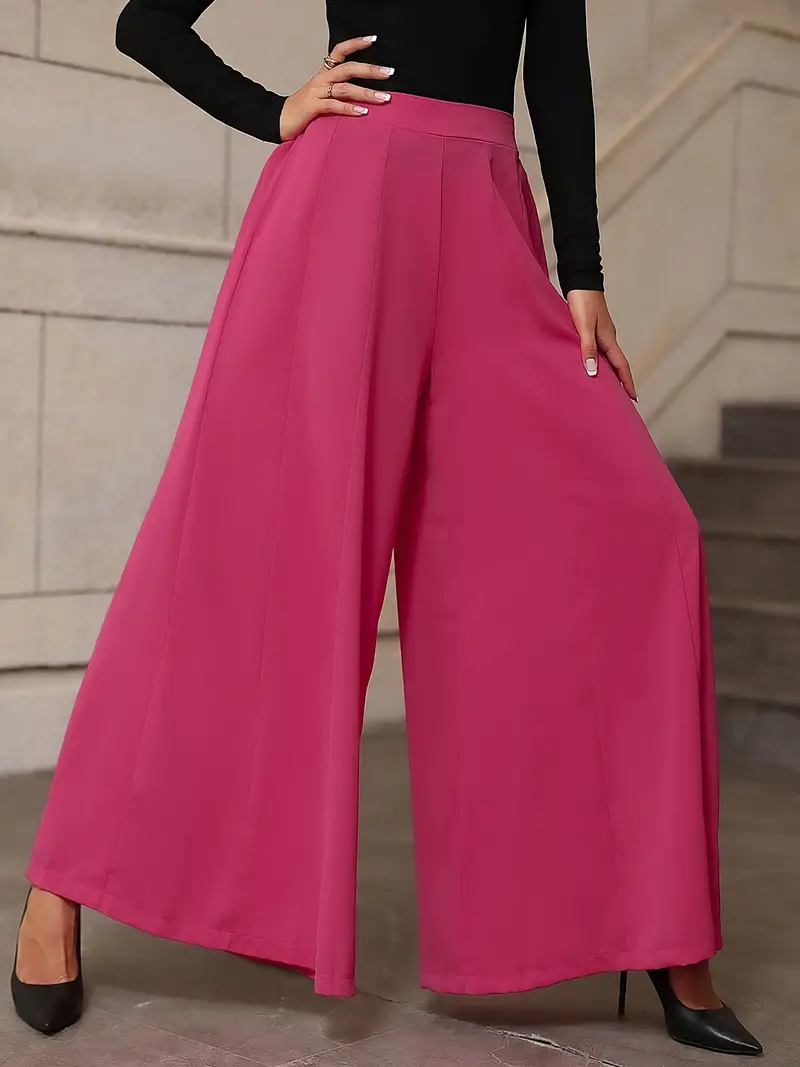 Fashion (Pink)Women High Waist Casual Loose Pleated Pants Wide Leg