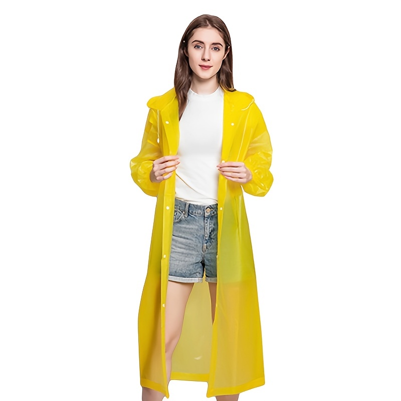 Waterproof Reusable Raincoat with Adjustable Hood for Outdoor Activities