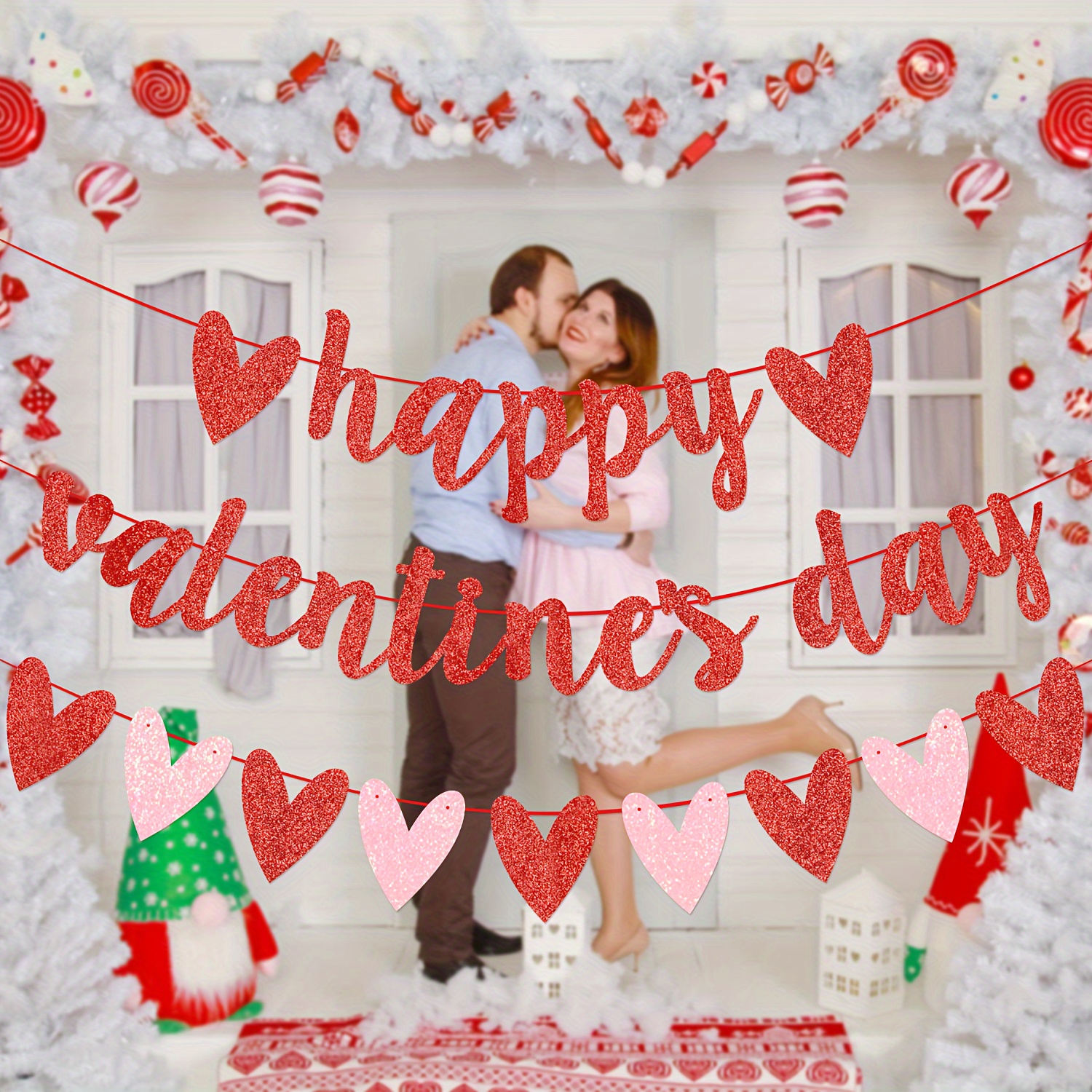 Happy Valentine's Day 3D Felt Banner 23 1/2H x 13 1/2W Valentines  Decorations