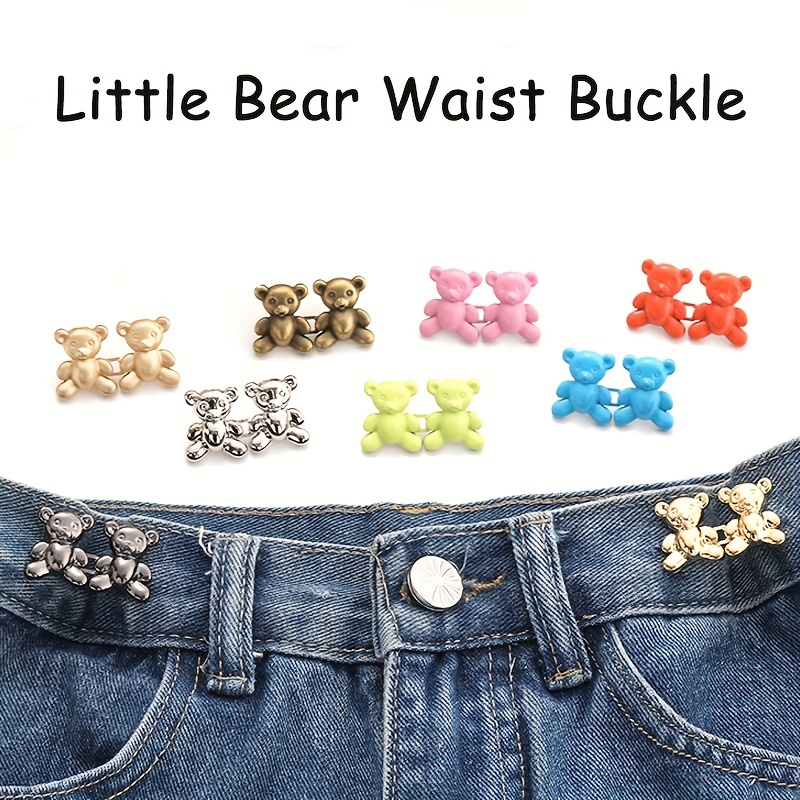 2pcs Bear Shaped Jeans Waistband Tightener Button, Waistband Button Fixer  Screw, Waistband Adjustment Buckle, Reduce The Waist Of Loose Pants
