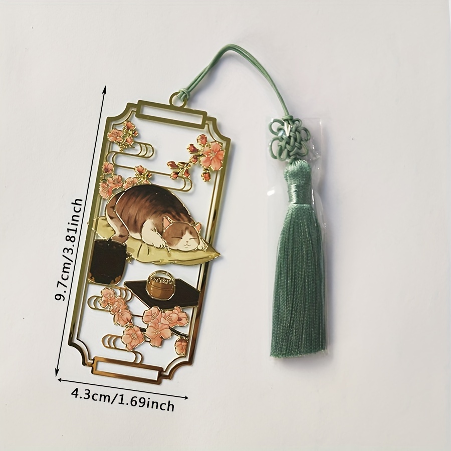 TEMU Cat Metal Bookmark Ruler Stainless Steel Metal Classical Chinese Student Bookfriend Gift Cultural And Creative Bookmark Hollow Out Design