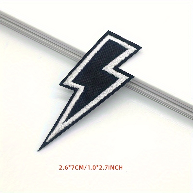 5Pcs Black Patches for Clothes Iron on Lightning sign Appliques Stripes  Sticker DIY Badges Decoration