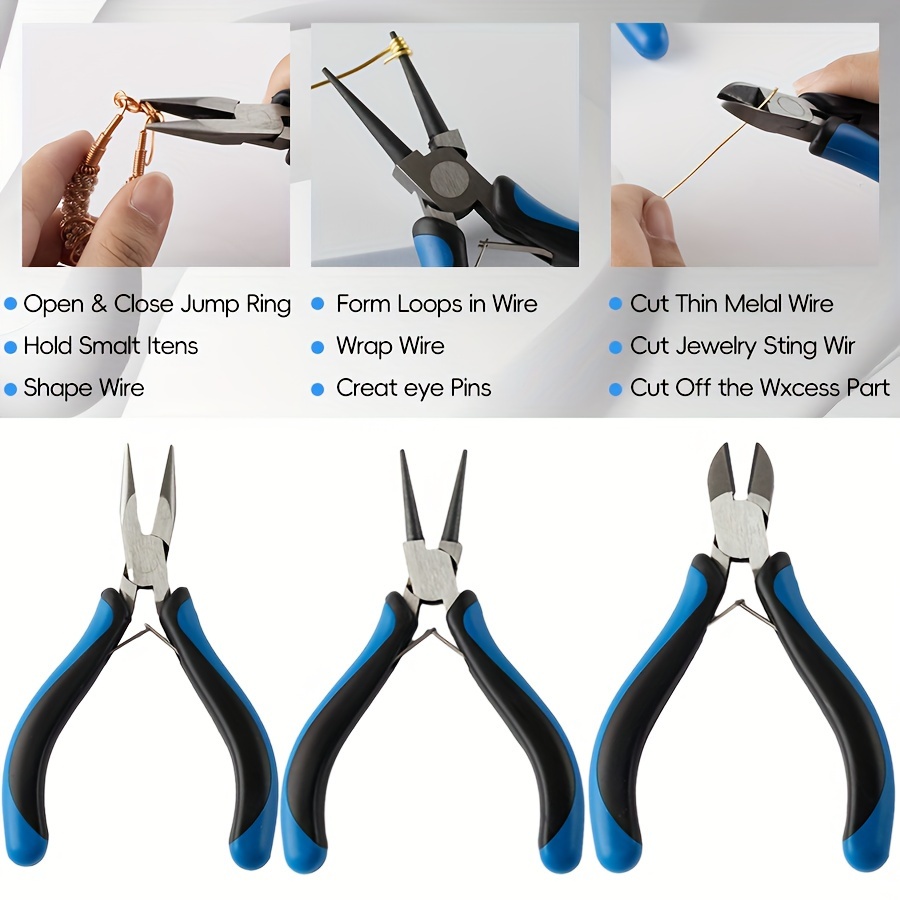 Jewelry Pliers,Jewelry Making Kit,3 Pcs Jewelry Pliers Tool Set Include  Wire Cutters,Round Nose Pliers and Needle Nose Pliers for Wire  Wrapping,Jewelry Making,Repair and Crafts
