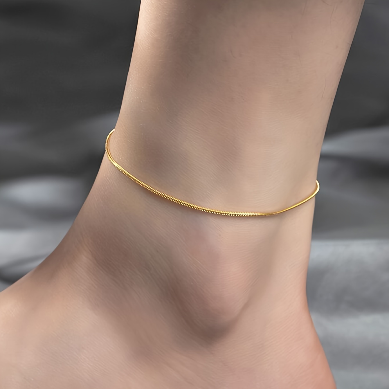 1 Fashionable Minimalist Snake Bone Chain Stainless Steel Anklet For Women