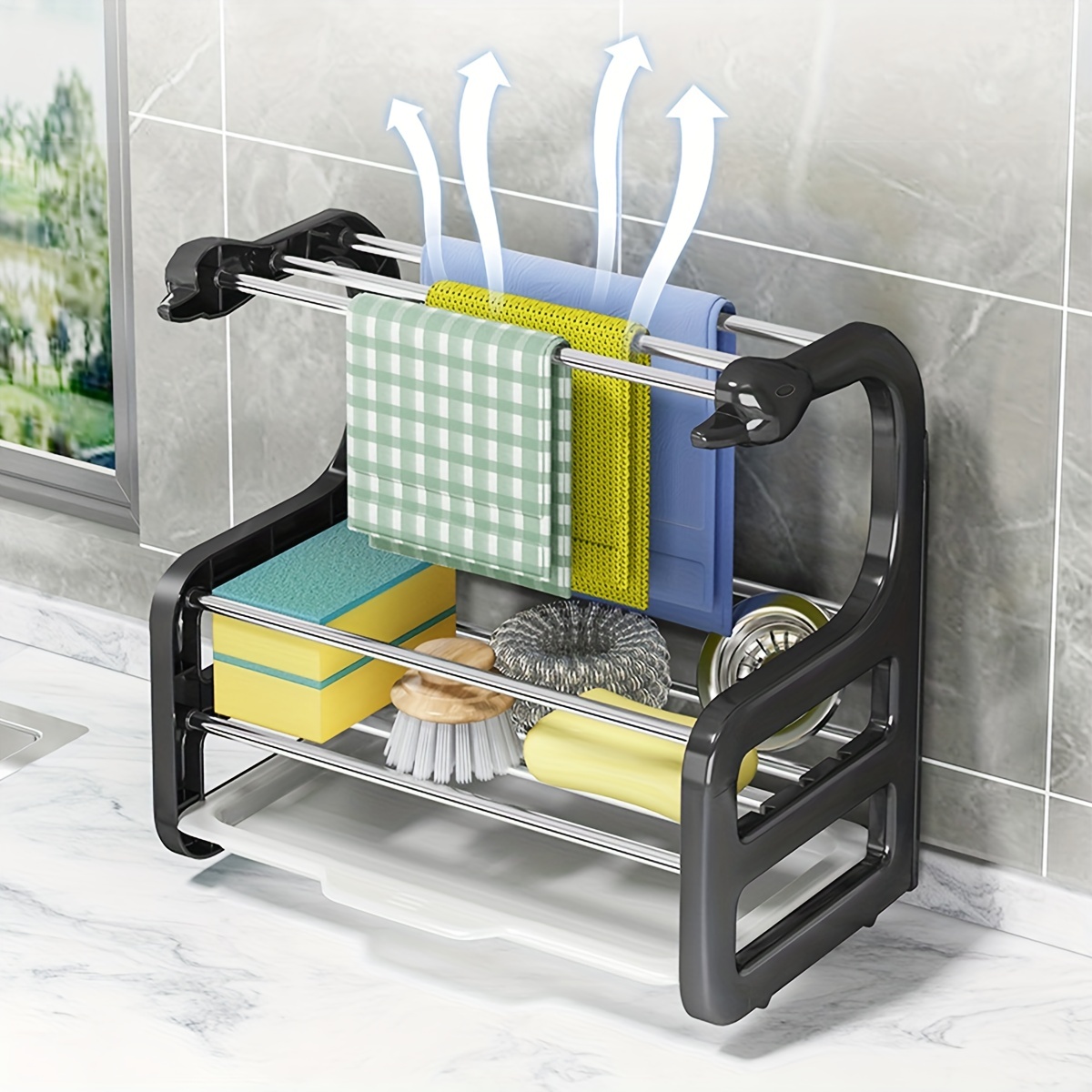 Sink Sponge Holder Dishwashing Liquid Soap Drainer - Temu