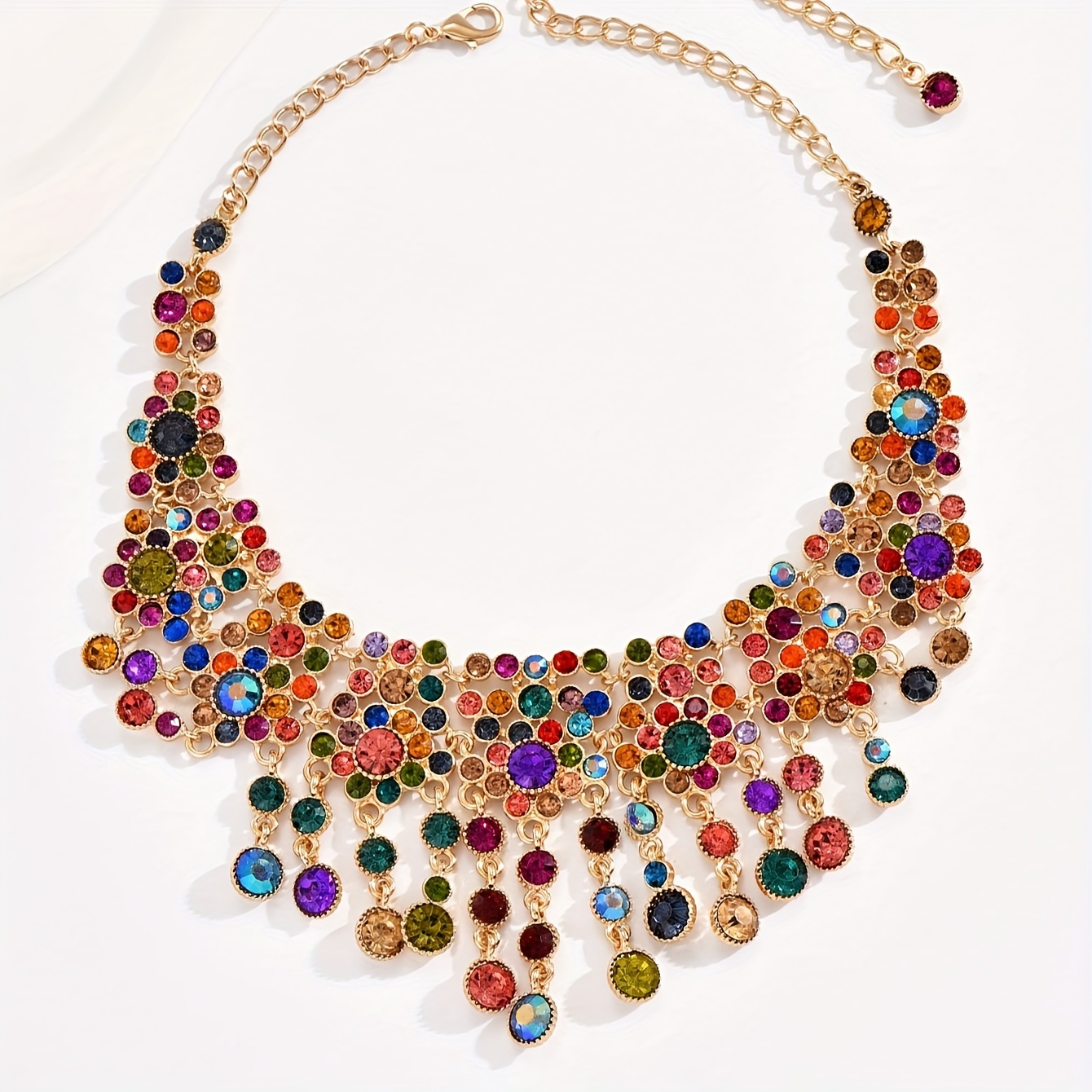 

1pc Gorgeous Elegant Colorful Rhinestone Necklace Lovely Fashion Exquisite Jewelry For Women Personality Party Banquet Travel Style Necklace Jewelry