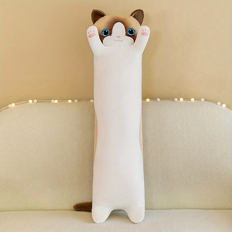 New Cute Blue Cat Long Body Plush Pillow Cute Yellow Eyes - Temu