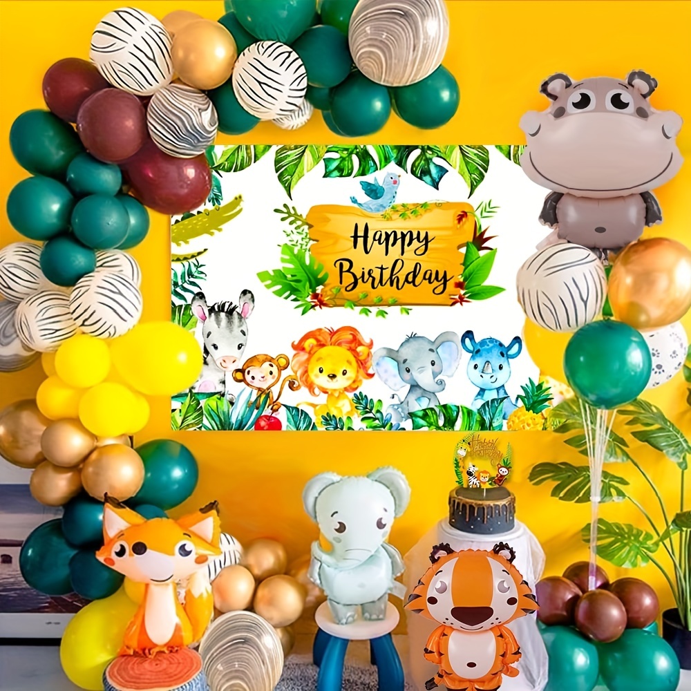 Ensemble, décoration d'anniversaire 2 ans, décoration de 2e anniversaire,  décoration d'anniversaire de 2 ans Safari avec ballon vert sauge,  décoration de 2e anniversaire sur le thème sauvage pour garçons et filles.  Décoration