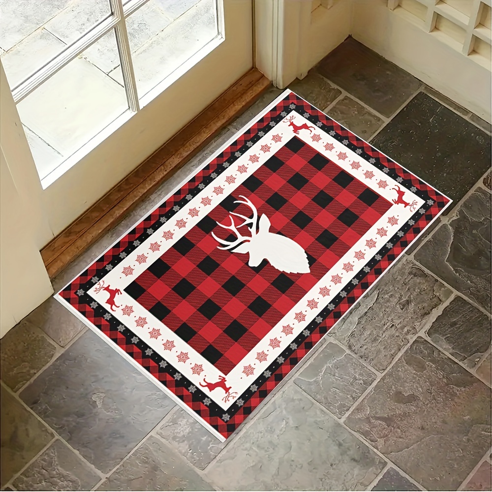 Christmas Holiday Decoration Floor Mat Square Buffalo Plaid - Temu