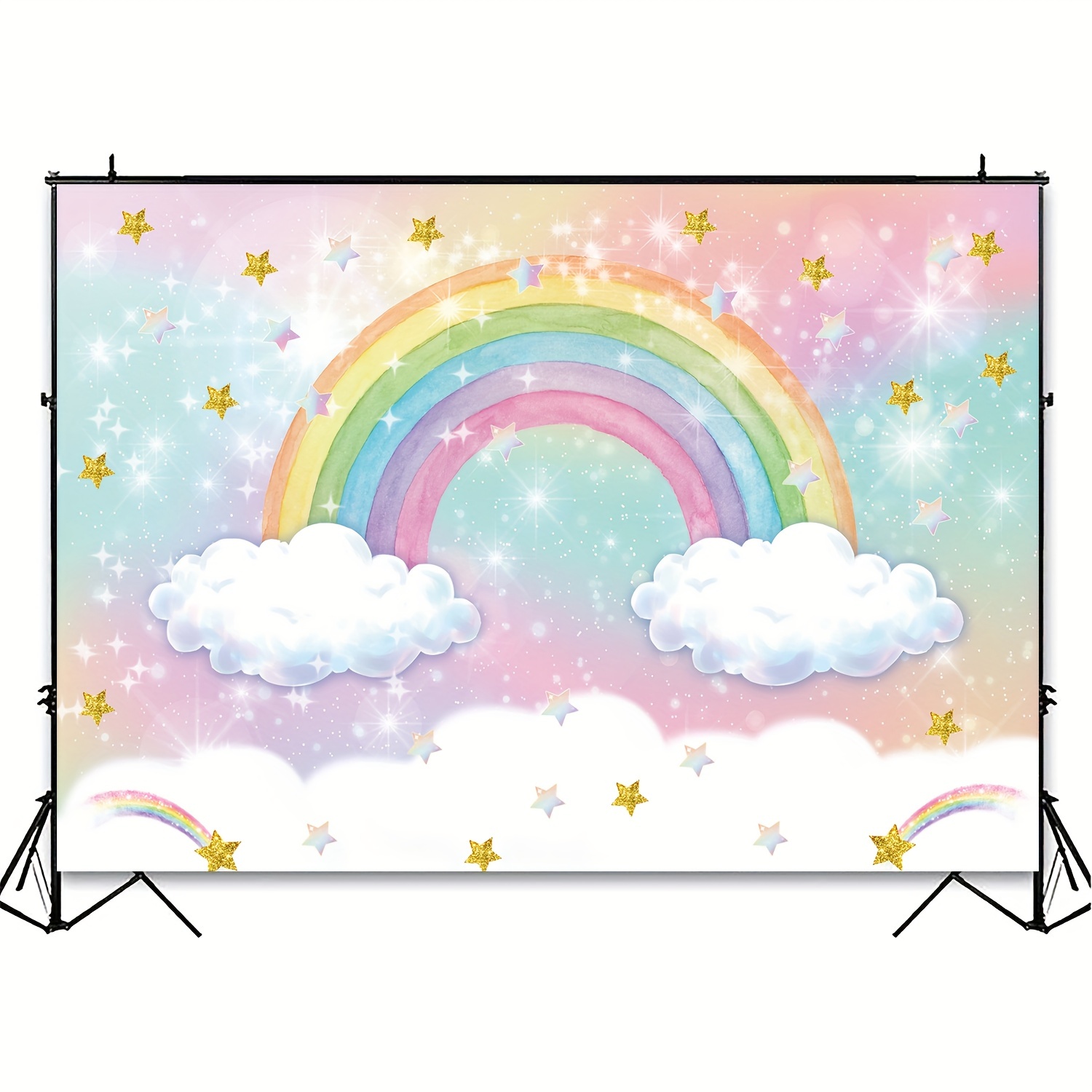 Rainbow Backdrop Girls Birthday Party Glitter Star Rainbow - Temu