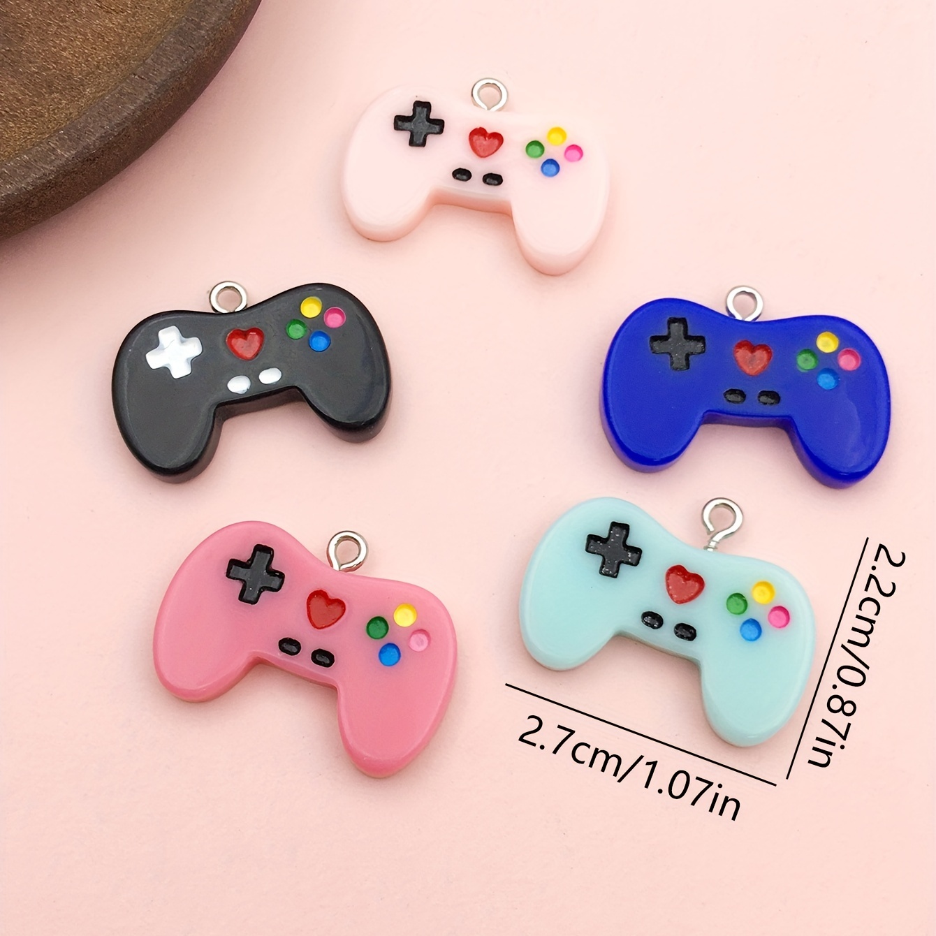 10pcs 22 * 27mm Cute Colorful 3D Game Controller Design Resin Charms for DIY Earring Pendants Jewelry, Jewels Making Necklace Keychain Accessory