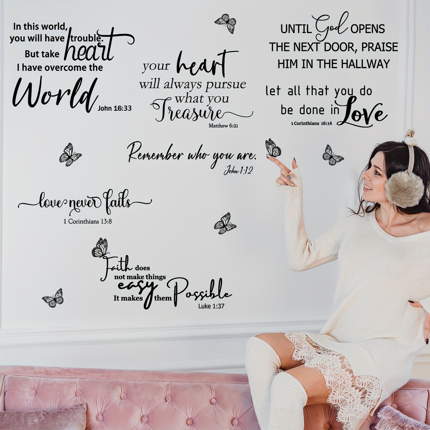 Bible Verse With Butterfly Wall Stickers Inspirational Quote - Temu