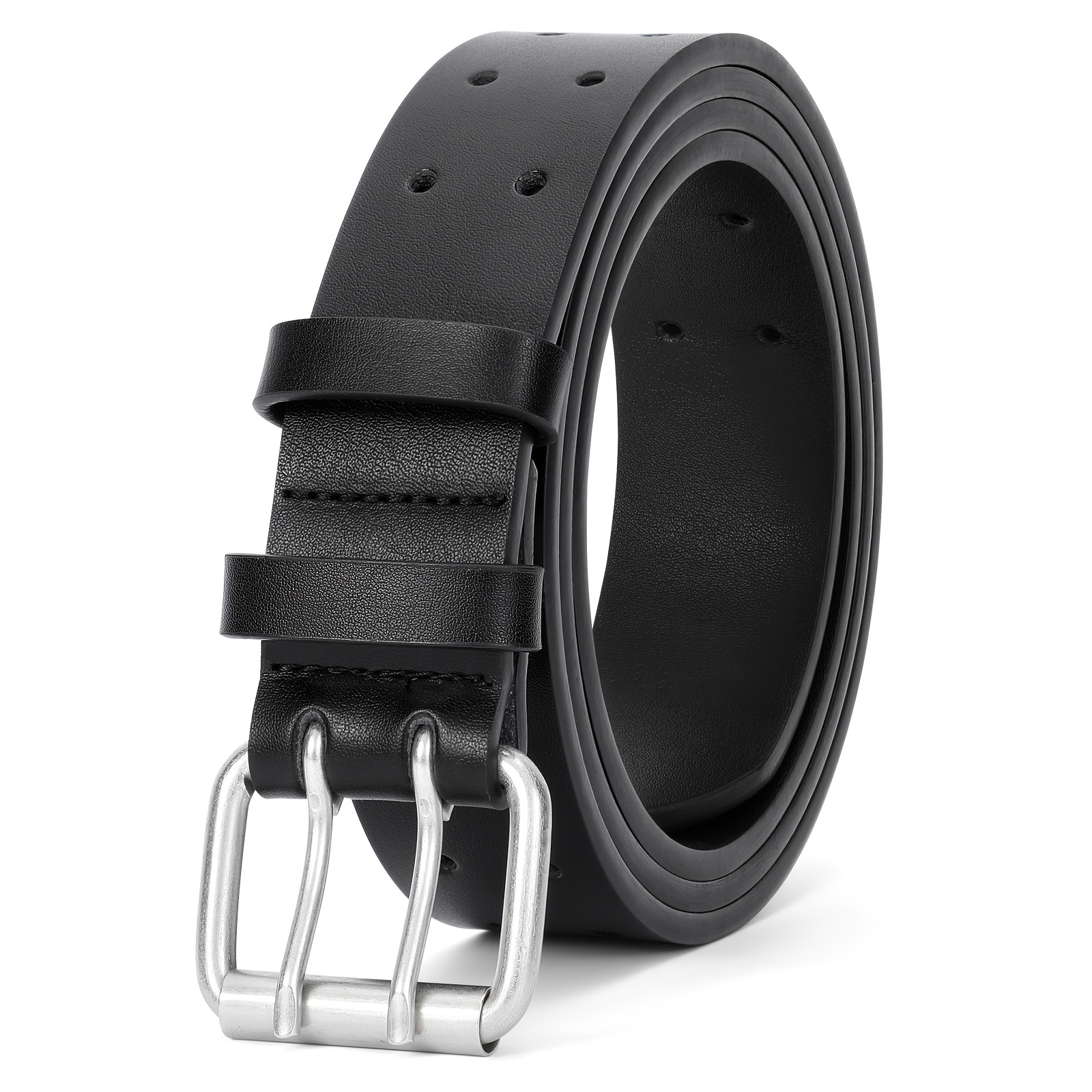 NO HOLES Men's Heavy Duty Durable Automatic Buckle PU Leather Belt - I