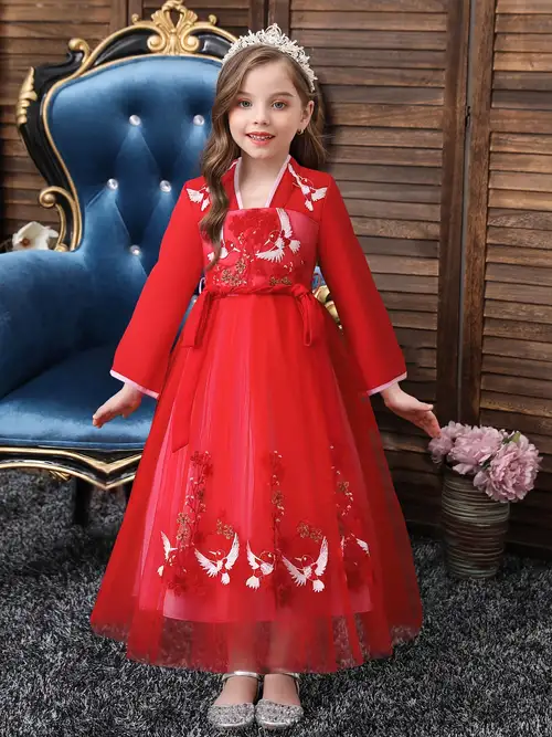 Dropship Girls Chinese Hanfu; Red Tang Suit; Thickened Thermal Mesh  Princess Dresses; Performance Costumes For Chinese New Year; Year Of Rabbit  Clothes Winter New to Sell Online at a Lower Price