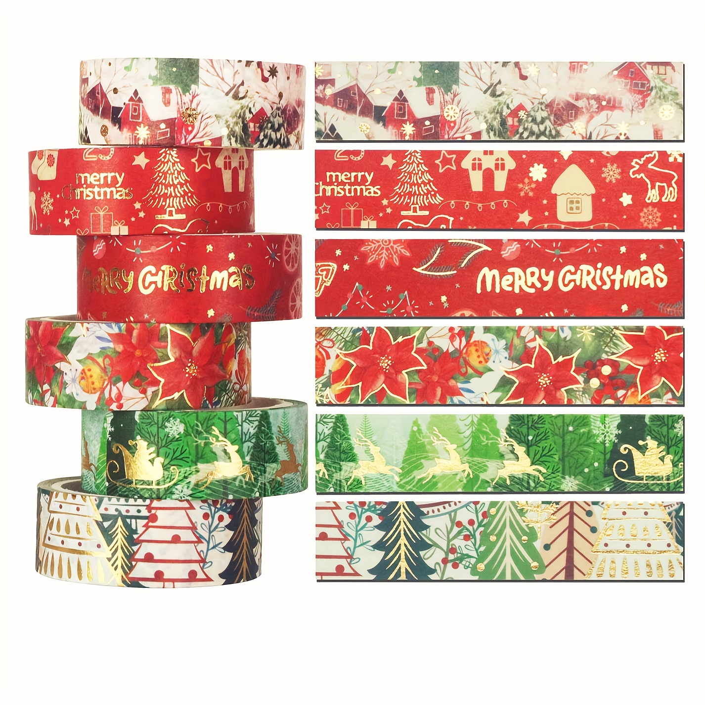 16 Rolls Christmas Washi Tape, Golden Foil Holiday Washi Tape Set For  Bullet Journal, Scrapbook, DIY Crafts, Xmas Gift Packaging